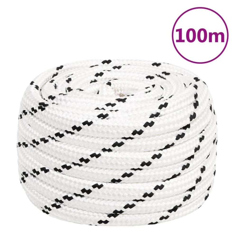 (white, 18 mm/ 100 m) vidaXL Braided Boat Rope Polyester Sturdy Yacht Cable Black/White Multi Sizes