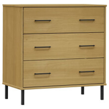 (brown) vidaXL Solid Wood Sideboard with 3 Drawers OSLO Wooden Furniture Multi Colours