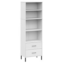 (white) vidaXL Solid Wood Bookcase with 2 Drawers OSLO Storage Rack Multi Colours