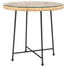 (Ã? 80 x 74 cm) vidaXL Dining Table Tempered Glass and Steel Table Black/Brown Multi Sizes