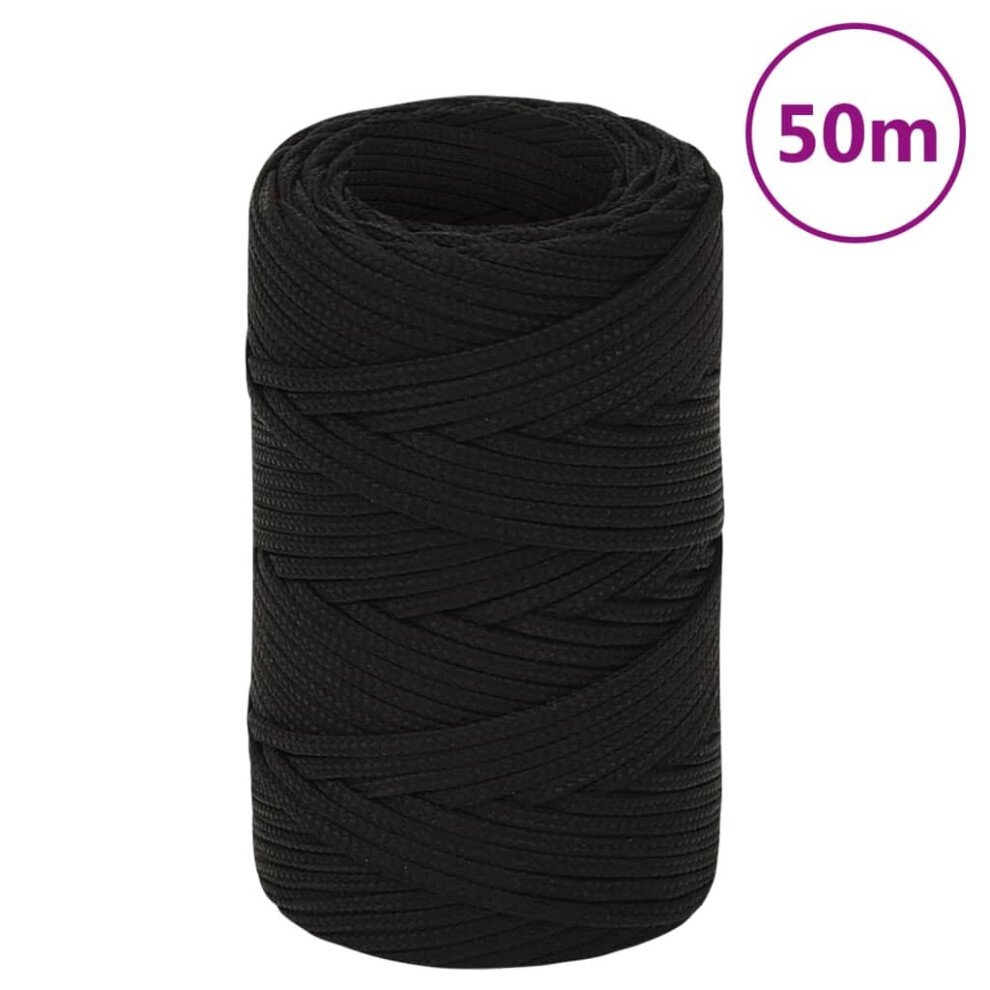 (black, 2 mm/ 50 m) vidaXL Braided Boat Rope Polyester Sturdy Yacht Cable Black/White Multi Sizes