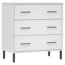 (white) vidaXL Solid Wood Sideboard with 3 Drawers OSLO Wooden Furniture Multi Colours