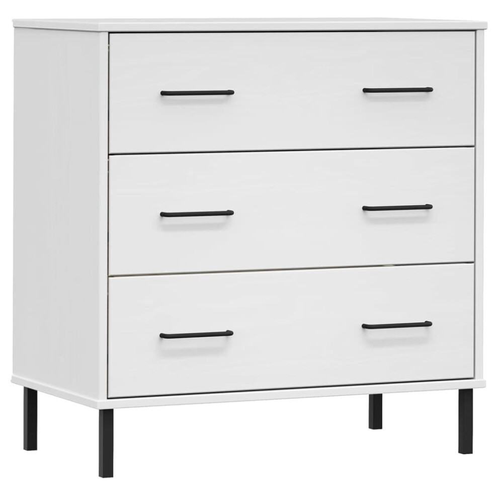 (white) vidaXL Solid Wood Sideboard with 3 Drawers OSLO Wooden Furniture Multi Colours