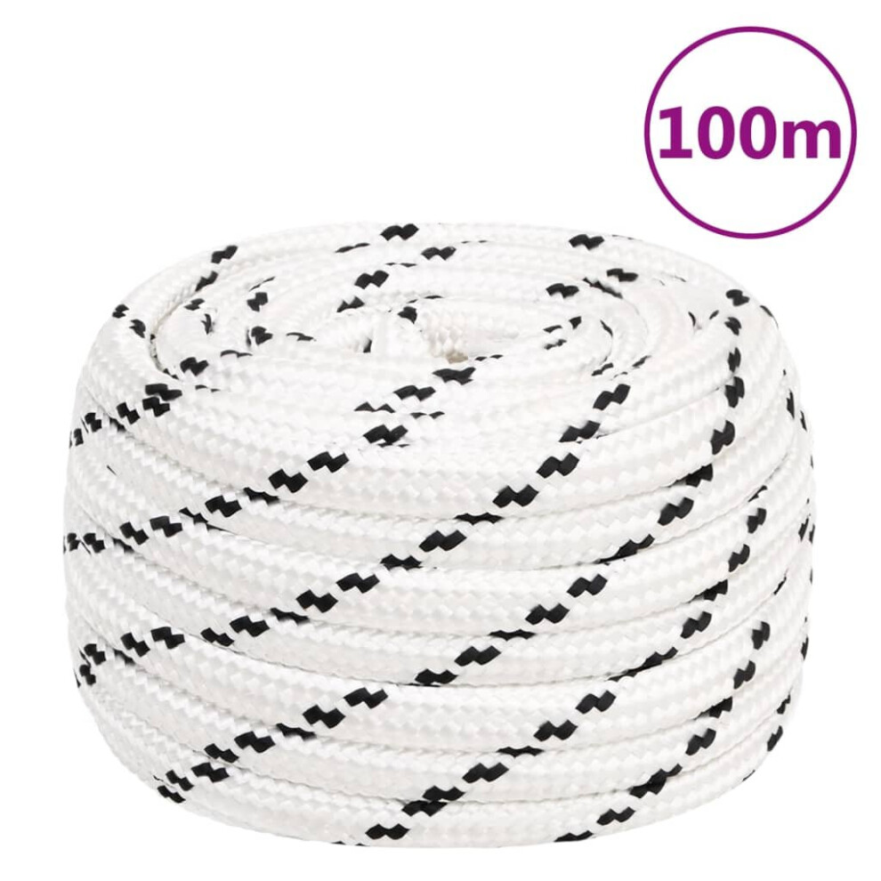 Vidaxl (White, 16 Mm/ 100 M) Braided Boat Rope Polyester Sturdy Yacht Cable Black/White Multi Sizes