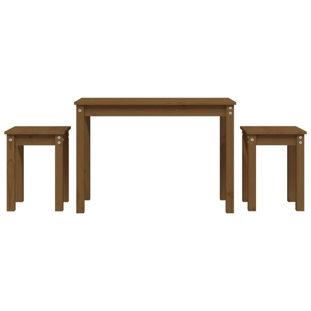 (honey brown) vidaXL 3x Solid Wood Pine Nesting Tables Stackable Nesting Stand Multi Colours