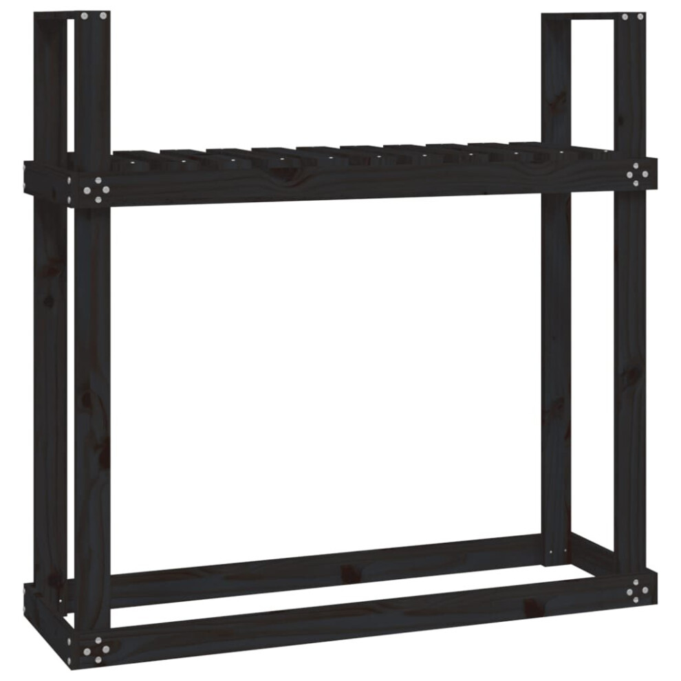 Vidaxl (Black) Solid Wood Pine Firewood Rack Log Store Wood Shed Holder Multi Colours Black