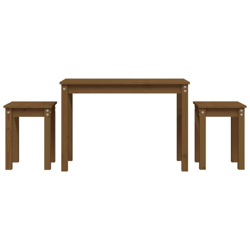 VidaXL (honey brown) vidaXL 3x Solid Wood Pine Nesting Tables Stackable Nesting Stand Multi Colours 1