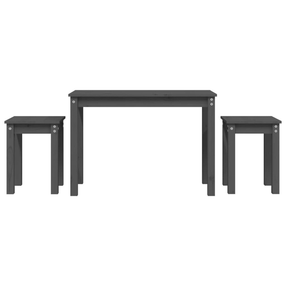 VidaXL Nesting Tables 3 pcs Grey Solid Pine Wood - Image 2