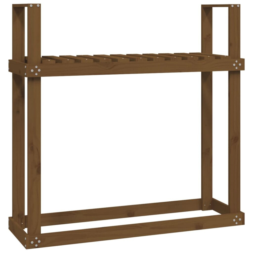 Vidaxl (Honey ) Solid Wood Pine Firewood Rack Log Store Wood Shed Holder Multi Colours Brown