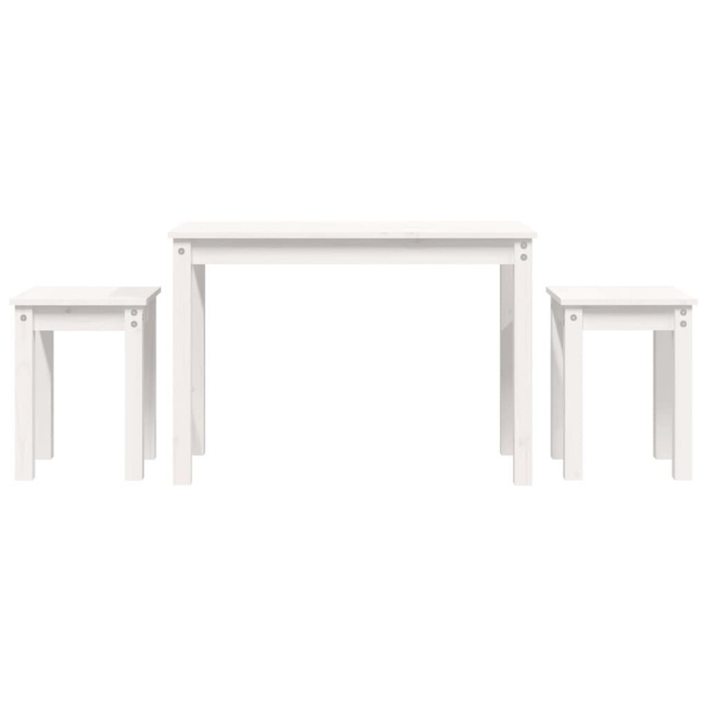 VidaXL Nesting Tables - 3 pcs - Solid Pine Wood - White - Image 2