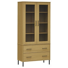 (brown) vidaXL Solid Wood Bookcase with Metal Legs OSLO Wooden Book Rack Multi Colours