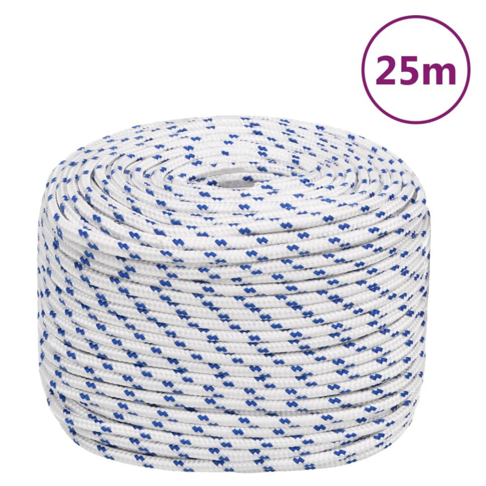 (white and blue, 8 mm/ 25 m) Marine Rope Dock Coil Boat Line Polypropylene Rope Multi Sizes Multi Colours