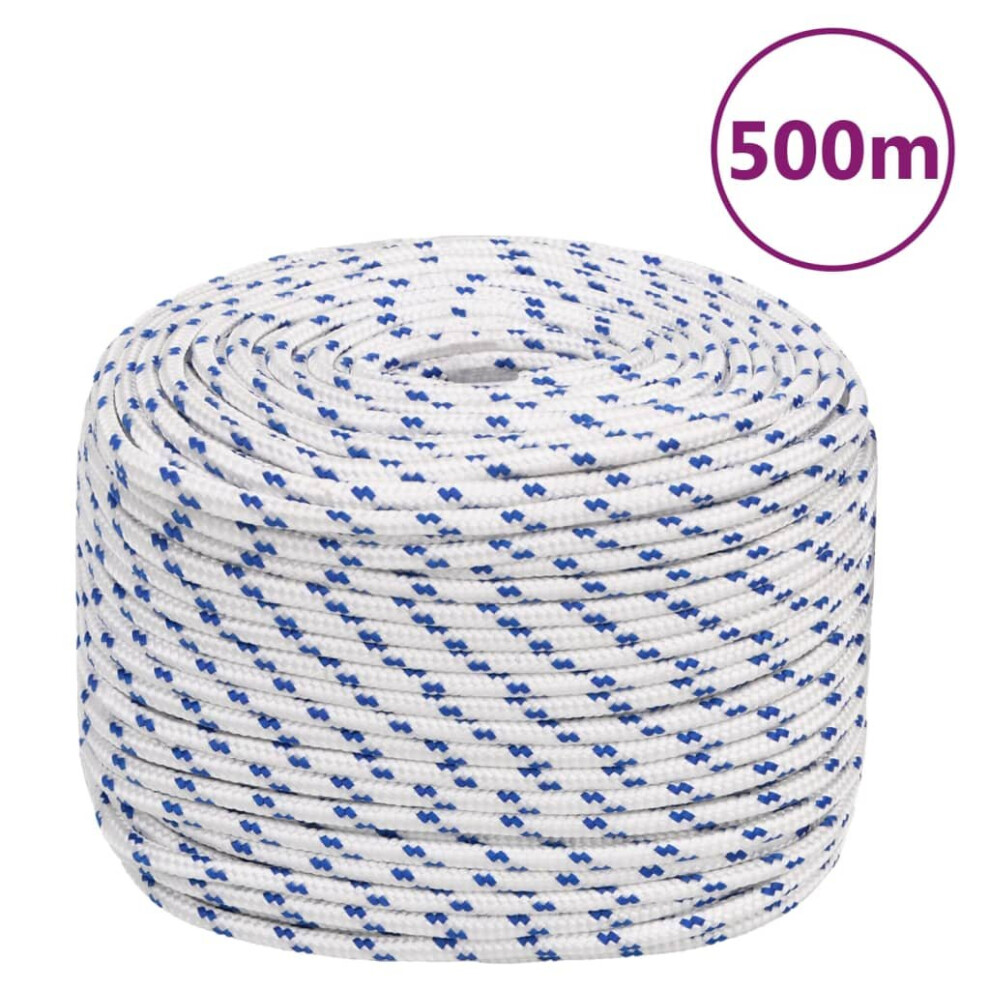 (white and blue, 10 mm/ 500 m) Marine Rope Dock Coil Boat Line Polypropylene Rope Multi Sizes Multi Colours