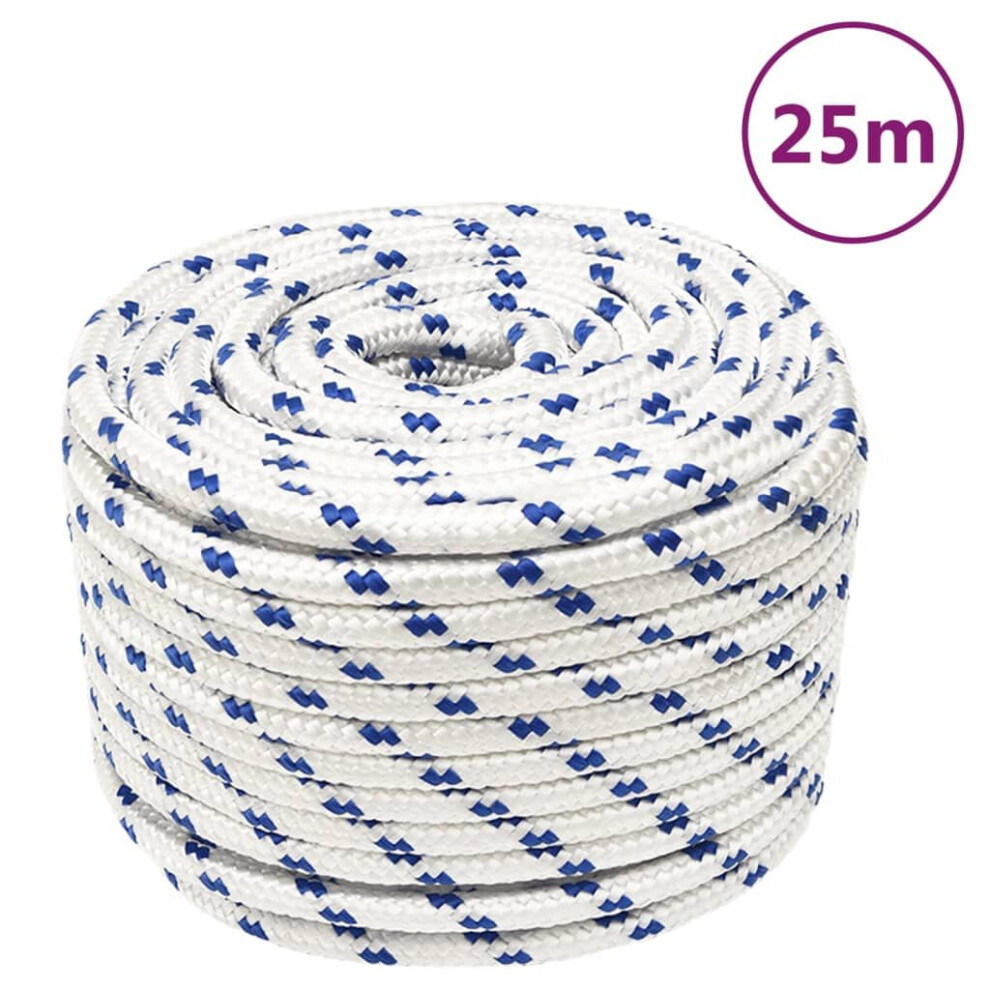 (white and blue, 12 mm/ 25 m) Marine Rope Dock Coil Boat Line Polypropylene Rope Multi Sizes Multi Colours