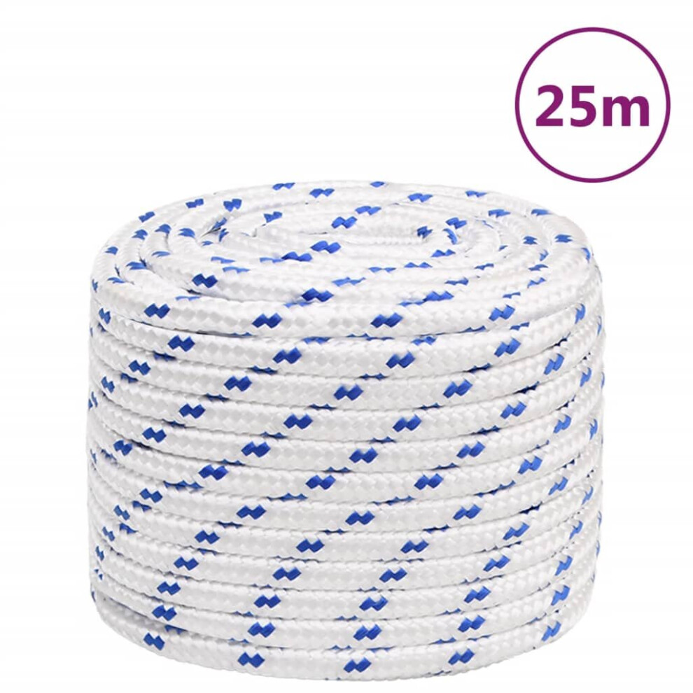 (white and blue, 16 mm/ 25 m) Marine Rope Dock Coil Boat Line Polypropylene Rope Multi Sizes Multi Colours