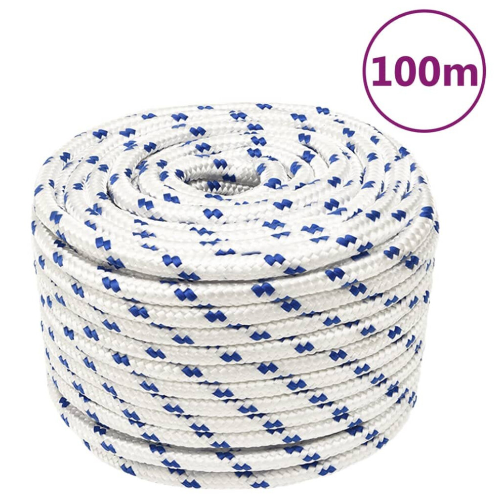 (white and blue, 12 mm/ 100 m) Marine Rope Dock Coil Boat Line Polypropylene Rope Multi Sizes Multi Colours