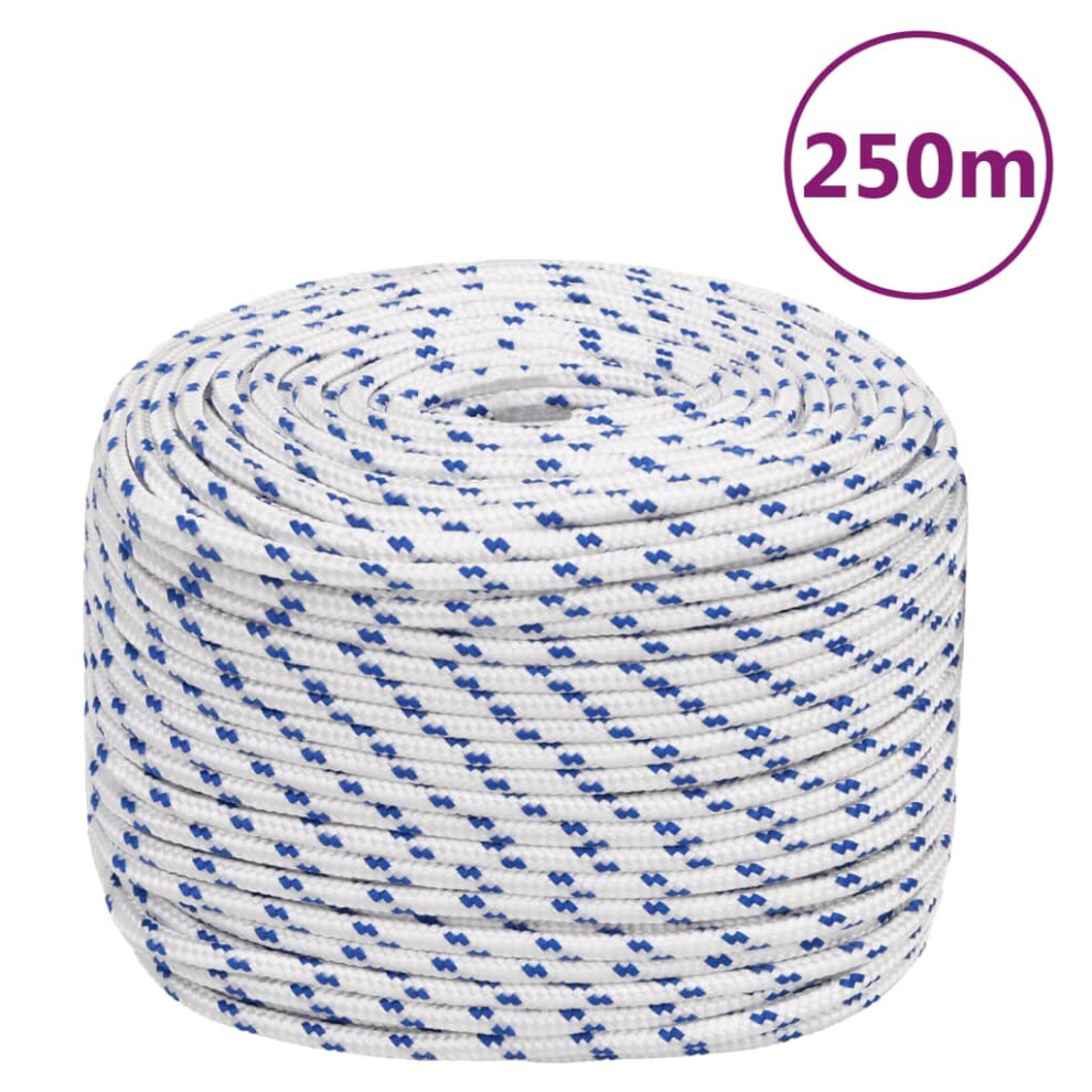 (White And Blue, 6 Mm/ 250 M) Marine Rope Dock Coil Boat Line Polypropylene Rope Multi Sizes Multi Colours 8720287125662