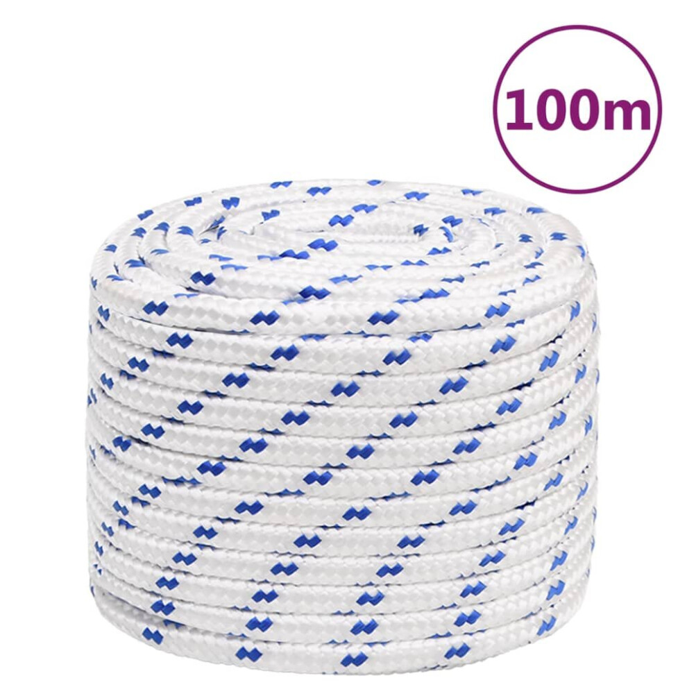 (white and blue, 16 mm/ 100 m) Marine Rope Dock Coil Boat Line Polypropylene Rope Multi Sizes Multi Colours