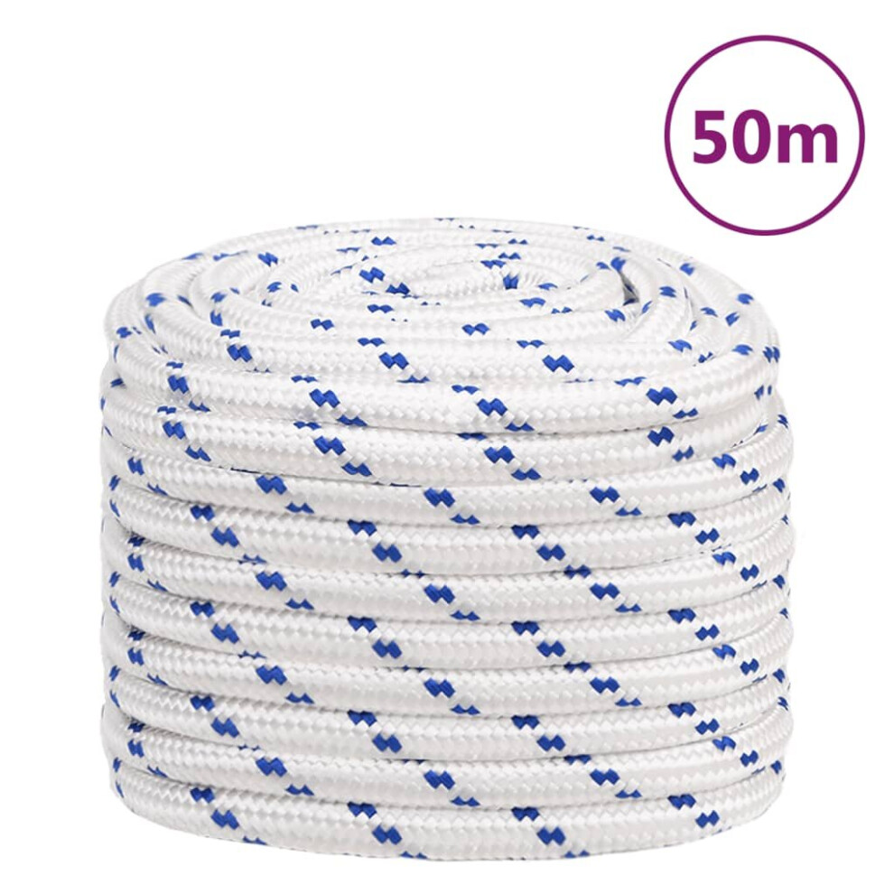 (white and blue, 20 mm/ 50 m) Marine Rope Dock Coil Boat Line Polypropylene Rope Multi Sizes Multi Colours