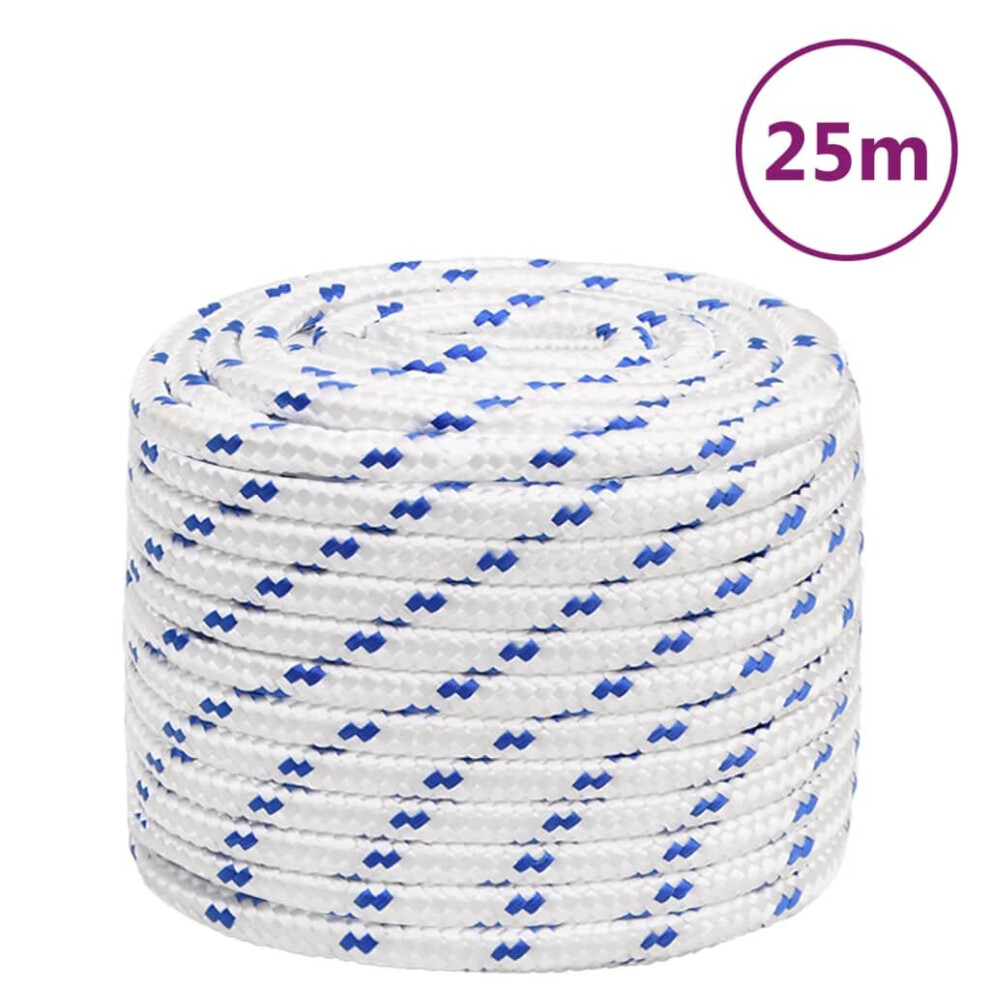 (white and blue, 18 mm/ 25 m) Marine Rope Dock Coil Boat Line Polypropylene Rope Multi Sizes Multi Colours