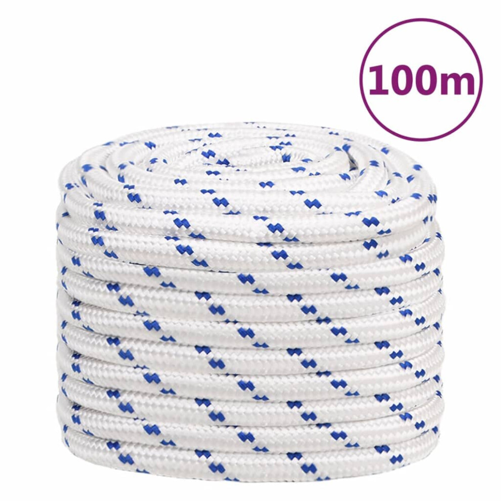 (white and blue, 20 mm/ 100 m) Marine Rope Dock Coil Boat Line Polypropylene Rope Multi Sizes Multi Colours