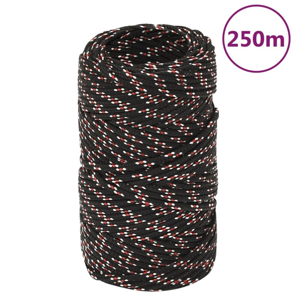 (black and red, 2 mm/ 250 m) Marine Rope Dock Coil Boat Line Polypropylene Rope Multi Sizes Multi Colours