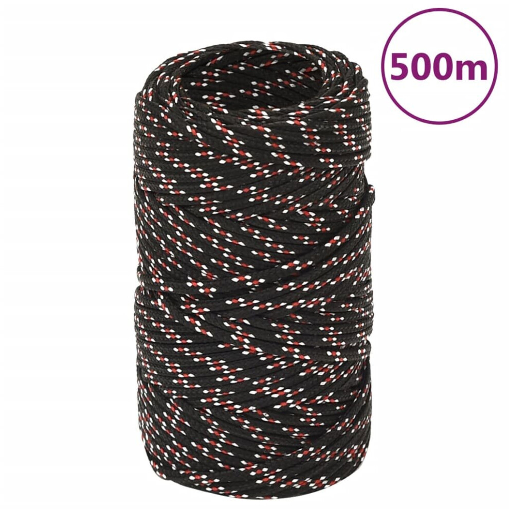 (black and red, 2 mm/ 500 m) Marine Rope Dock Coil Boat Line Polypropylene Rope Multi Sizes Multi Colours