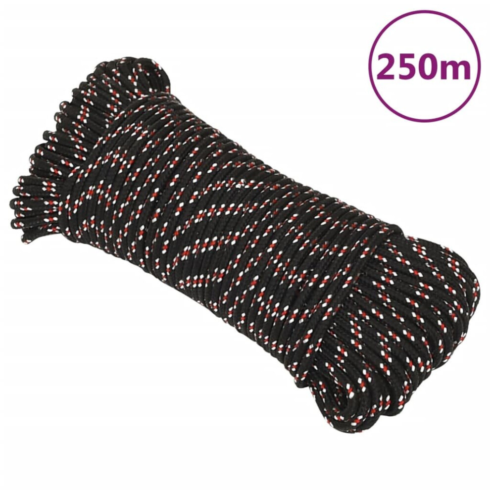 (black and red, 3 mm/ 250 m) Marine Rope Dock Coil Boat Line Polypropylene Rope Multi Sizes Multi Colours