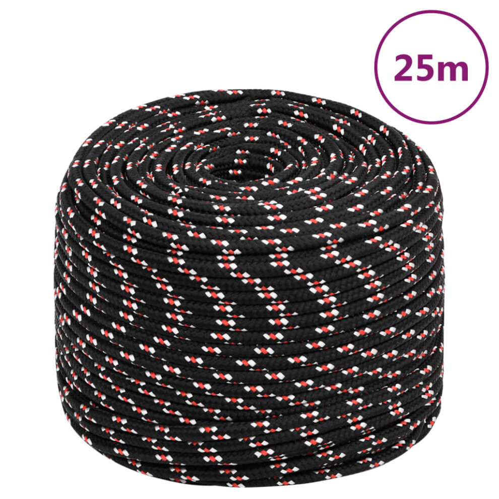 (black and red, 8 mm/ 25 m) Marine Rope Dock Coil Boat Line Polypropylene Rope Multi Sizes Multi Colours