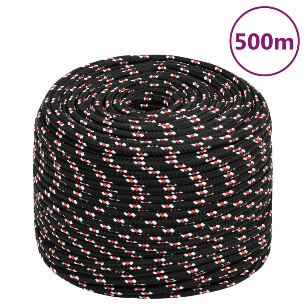 (black and red, 10 mm/ 500 m) Marine Rope Dock Coil Boat Line Polypropylene Rope Multi Sizes Multi Colours