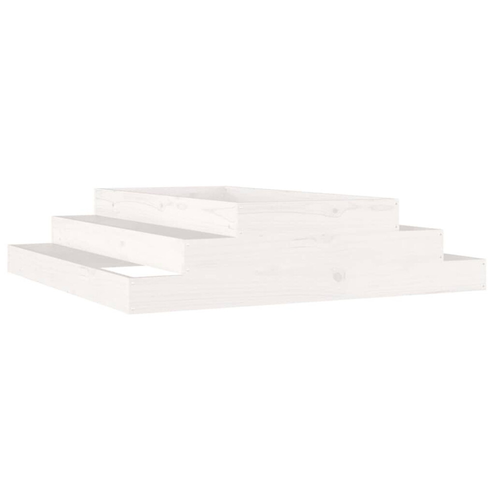 Vidaxl (, 110 X 110 X 27 Cm) Solid Wood Pine Planter Raised Bed Planter Flower Box Wooden Plant Pot White