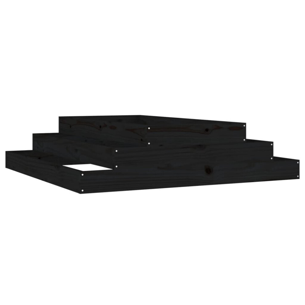 Vidaxl (, 110 X 110 X 27 Cm) Solid Wood Pine Planter Raised Bed Planter Flower Box Wooden Plant Pot Black