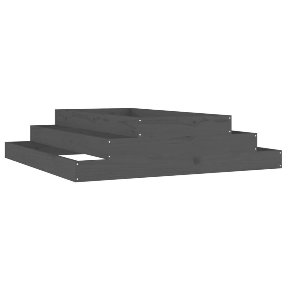 Vidaxl (, 110 X 110 X 27 Cm) Solid Wood Pine Planter Raised Bed Planter Flower Box Wooden Plant Pot Grey