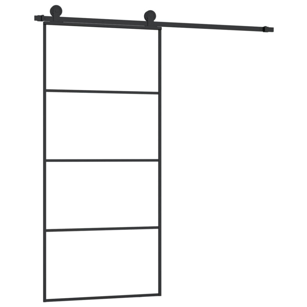 Vidaxl (3 Horizontal Bars, 90 X 205 Cm) Sliding Door With Hardware Set Multi Sizes 3 Horizontal Bars/4X2 Grids