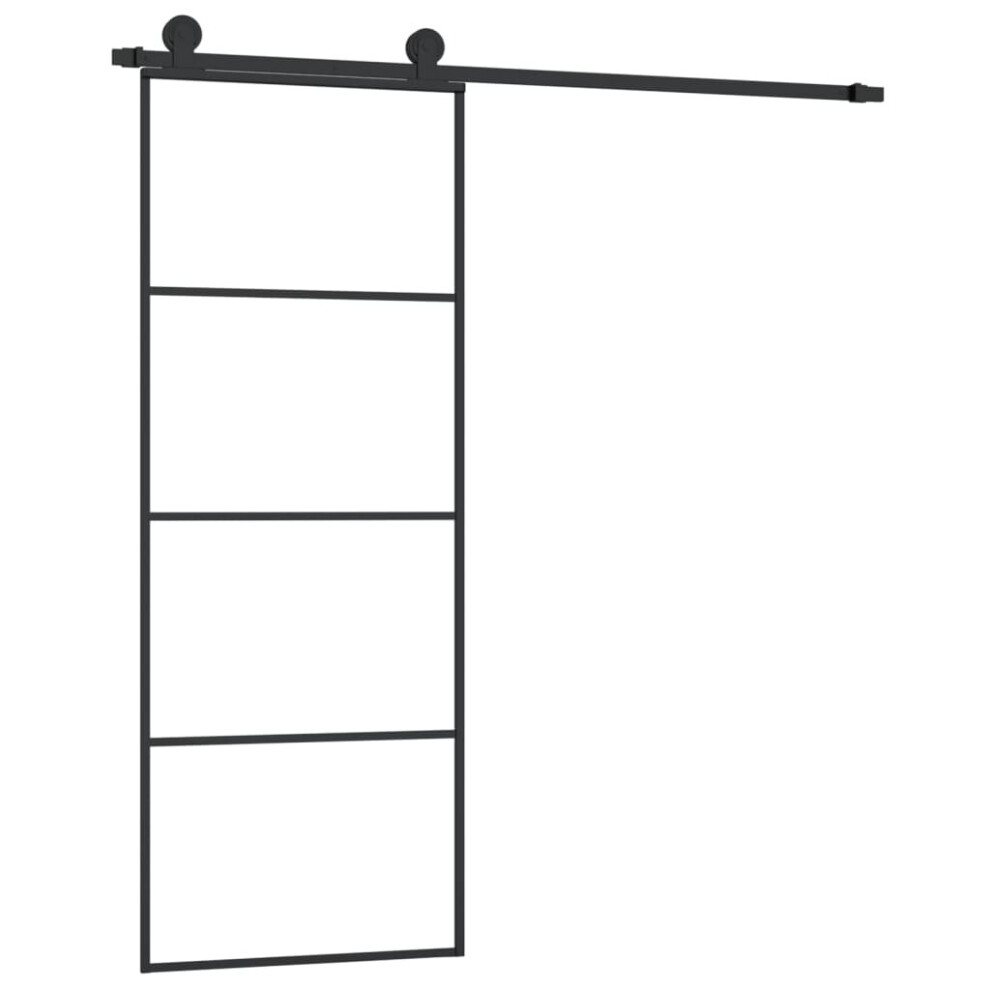 (3 horizontal bars, 76 x 205 cm) vidaXL Sliding Door with Hardware Set Multi Sizes 3 Horizontal Bars/4x2 Grids