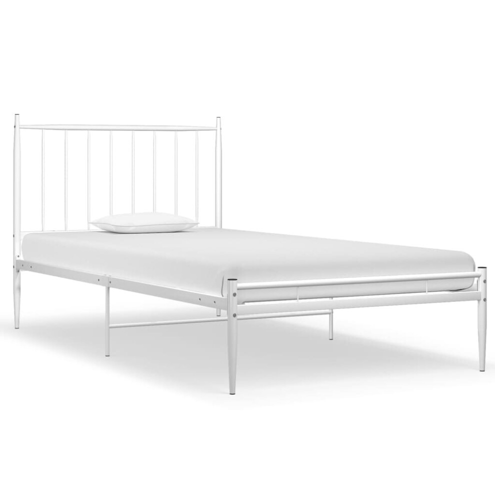 (white) vidaXL Bed Frame Metal Bedroom Furniture Bed Base 90/100 cm Multi Colours