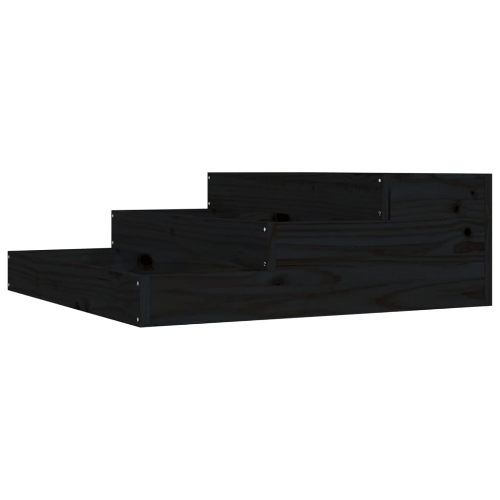 vidaXL Pine Wood 3-Tier Garden Planter - Black - 78 x 78cm - Image 2