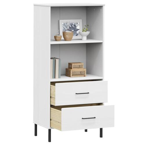 VidaXL (white) vidaXL Solid Wood Bookcase with 2 Drawers OSLO Storage Rack Multi Colours 2