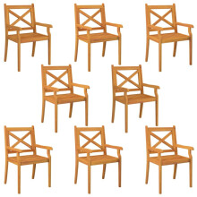 (8 pcs) vidaXL 2/3/4/6/8x Solid Wood Acacia Outdoor Dining Chairs Kitchen Accent Chair