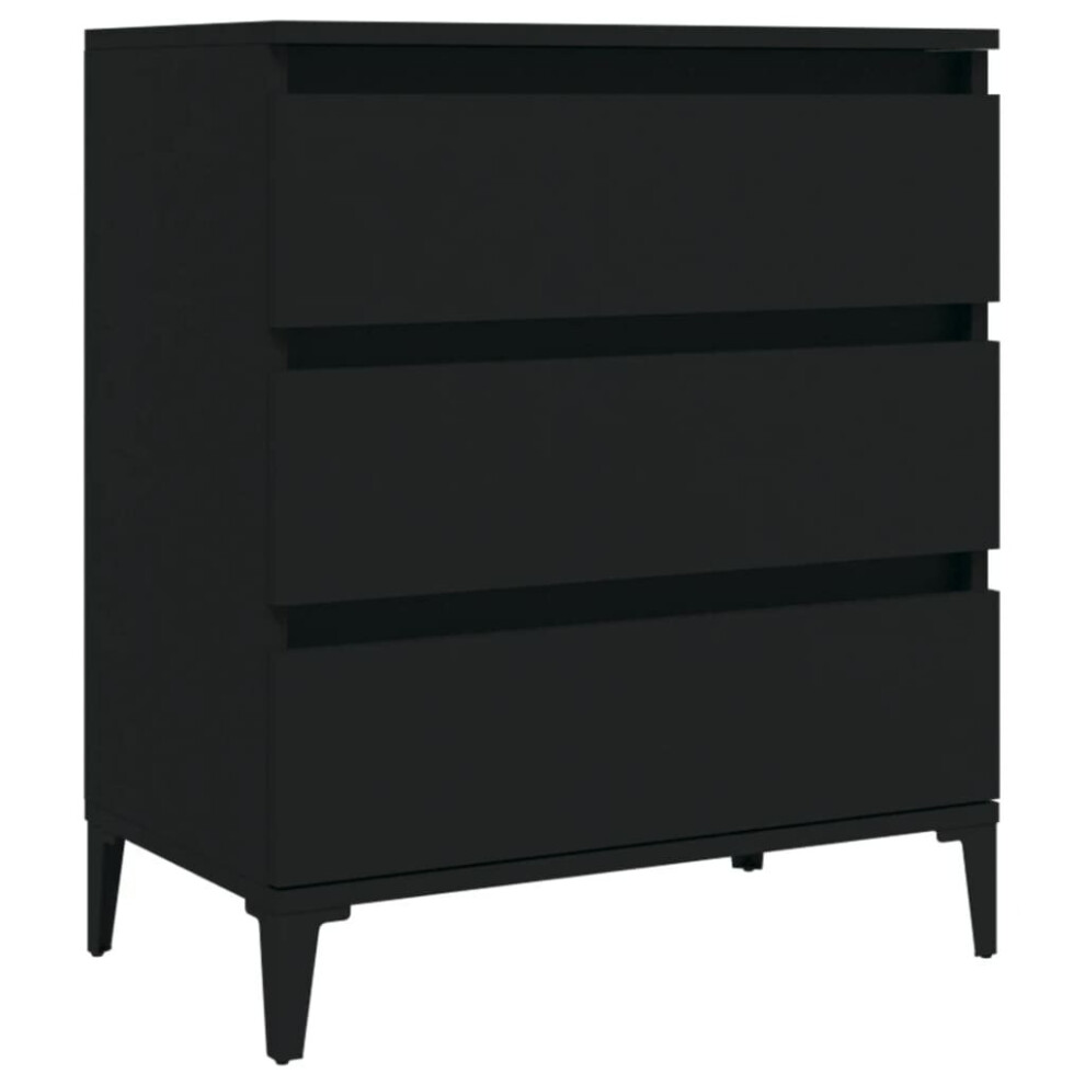 VIDAXL Wood Sideboard 3 Drawers Black - Image 4