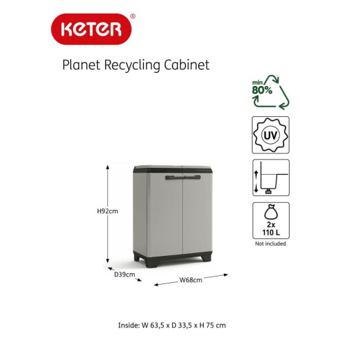 Keter Keter Recycling-Schrank Planet grau und schwarz 445043 1