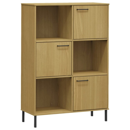VidaXL (brown) vidaXL Solid Wood Bookcase with Metal Legs OSLO Book Storage Multi Colours