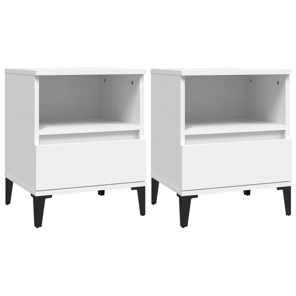 Vidaxl (White, 2 Pcs) 1/2X Bedside Cabinet Bedroom Furniture Nightstand Cabinet Multi Colours