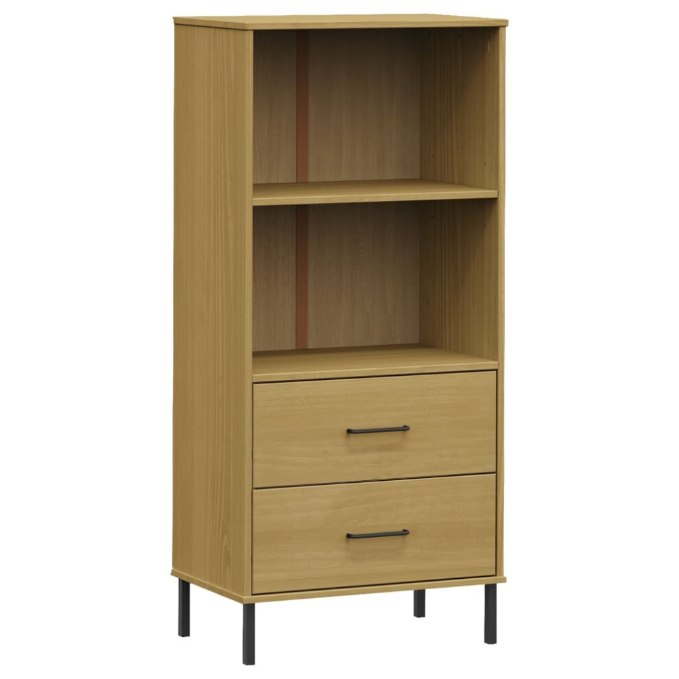 (brown) vidaXL Solid Wood Bookcase with 2 Drawers OSLO Storage Rack Multi Colours