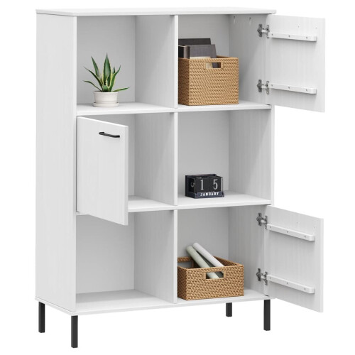 VidaXL (white) vidaXL Solid Wood Bookcase with Metal Legs OSLO Book Storage Multi Colours 2
