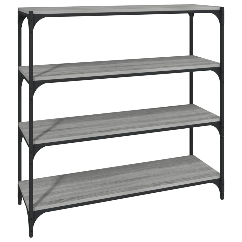 VIDAXL - Bookcase - 4 Shelf - Grey - Wood/Steel - Image 3