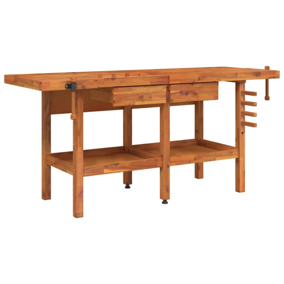 (without cabinet) vidaXL Workbench with Drawers and Vices Workshop Craft Table Solid Wood Acacia