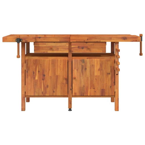 VidaXL (with cabinet) vidaXL Workbench with Drawers and Vices Workshop Craft Table Solid Wood Acacia 2