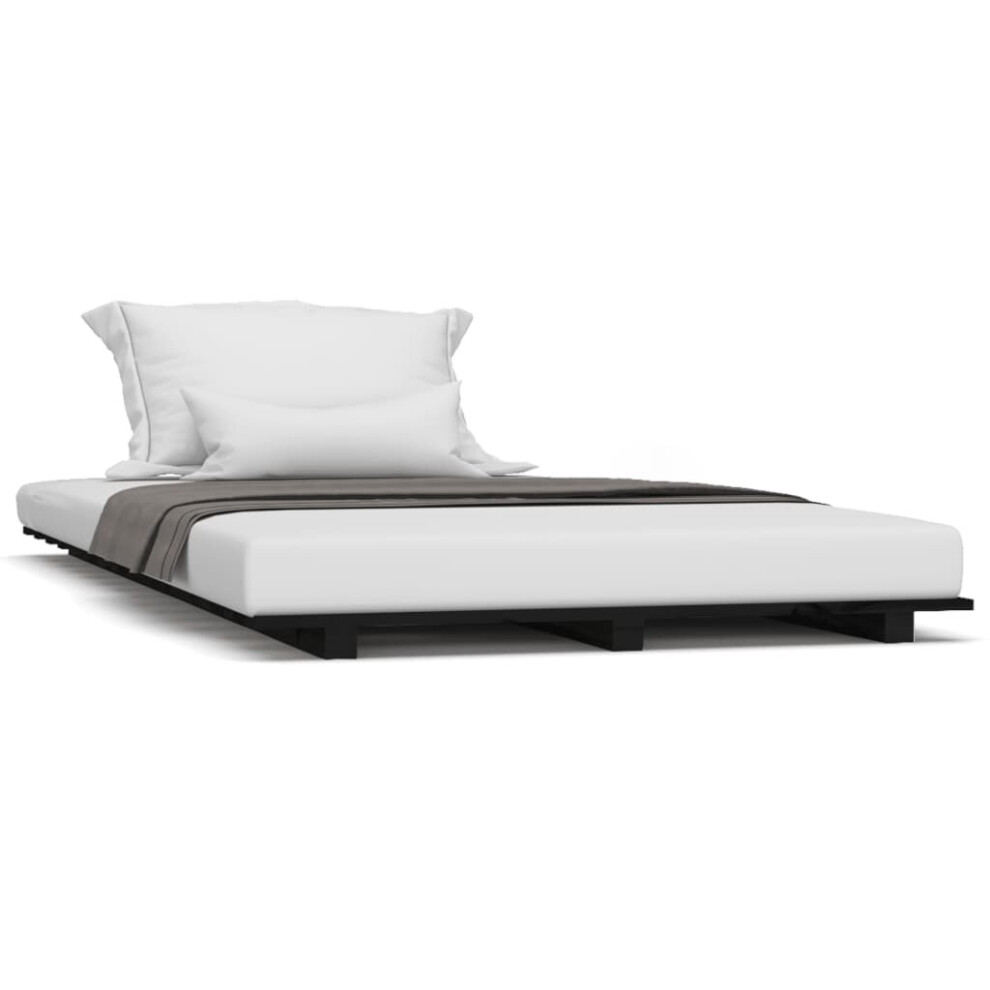 Vidaxl (Black, 75 X 190 Cm) Bed Frame Bedroom Bedstead Bed Base Mattress Foundation Solid Wood Pine