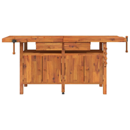 VidaXL (with cabinet) vidaXL Workbench with Drawers and Vices Workshop Craft Table Solid Wood Acacia 2
